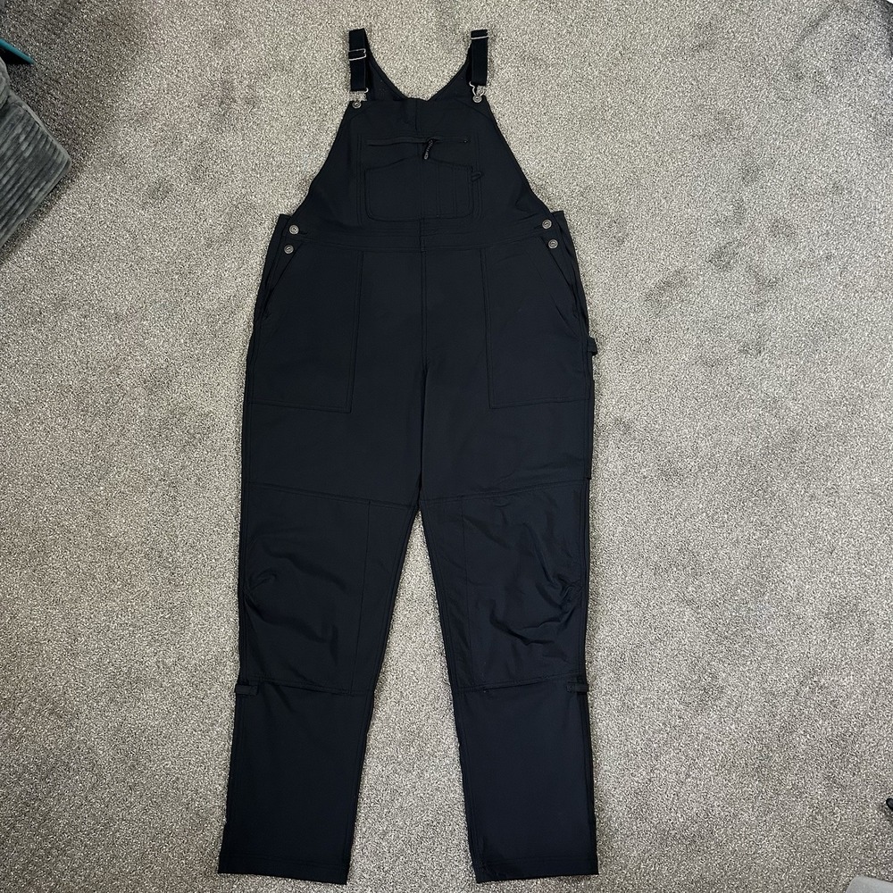 Duluth Trading Flexpedition Bib Overalls Women XL Long Black Stretch 23824